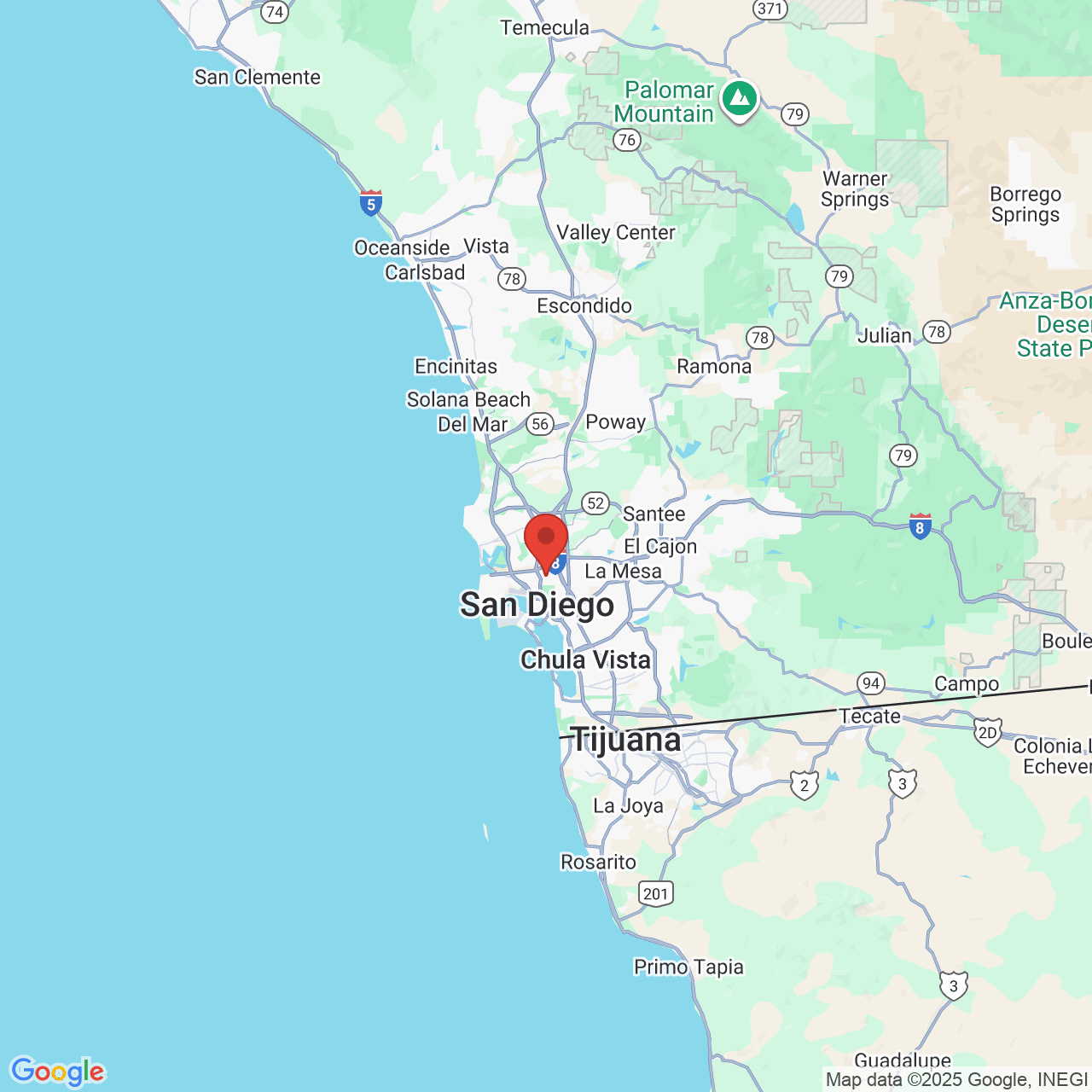 Google map image of our location in 4096 Park Blvd. San Diego, CA